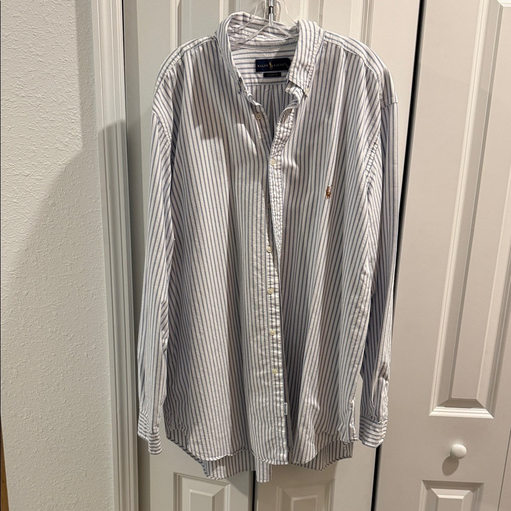 Ralph Lauren Blue and White Striped Casual Shirt
